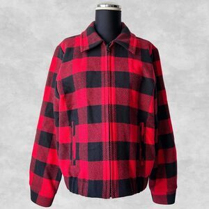 Pendleton Buffalo Plaid Wool Jacket Women’s Medium Red Black Zip Front Bomber